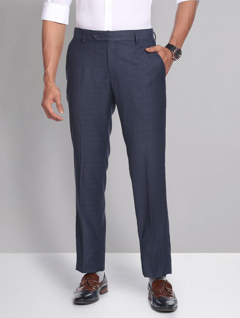 checks terry rayon flat front formal trousers - 19474619 - Zoom Image - 0