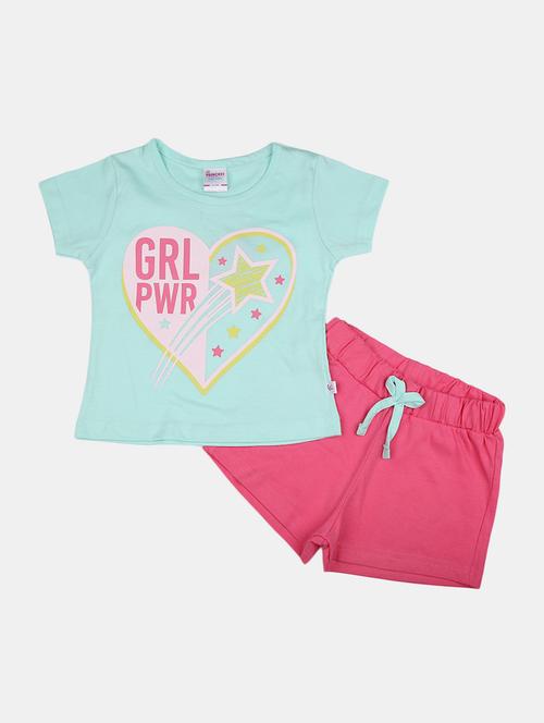 girls printed t-shirt and shorts set - 19474672 - Standard Image - 0