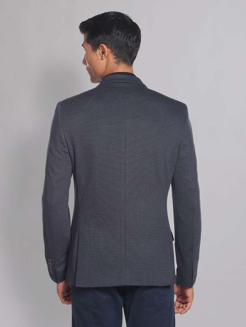 self design terry rayon formal blazer - 19475042 -  Standard Image - 3