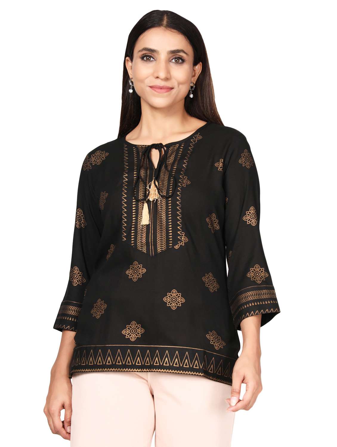 key hole neck a-line tunic