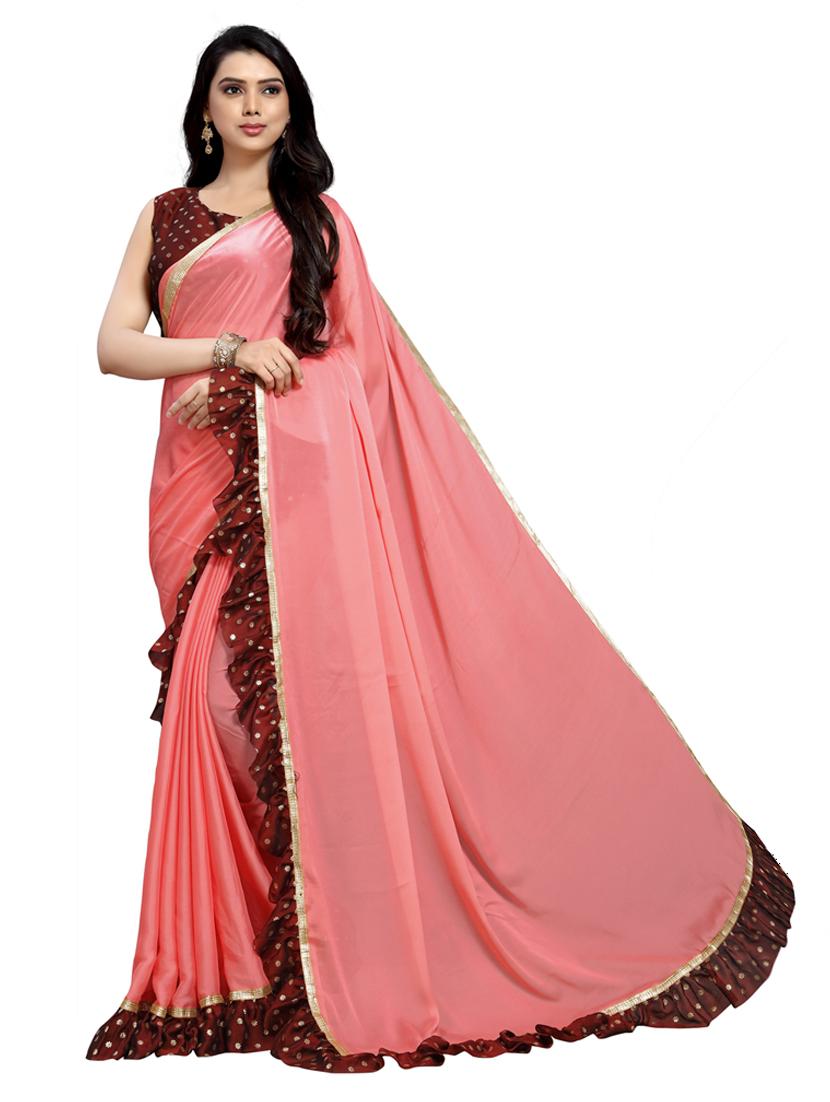 women's bordered royal blue colored saree with blouse - 19476105 - Zoom Image - 0