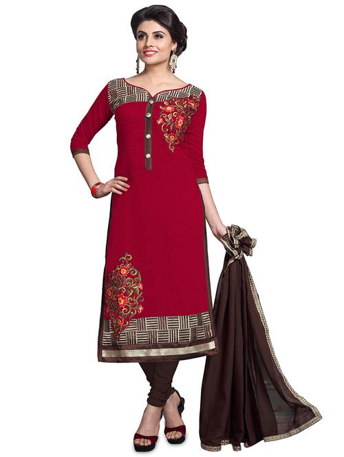 embroidered unstitched chudidar suits set - 19476456 -  Standard Image - 0