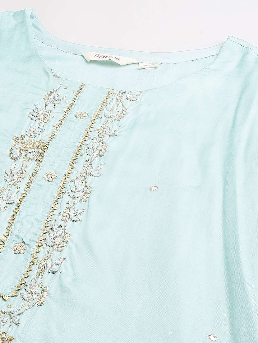 women three quarter sleeve kurta pant with dupatta set - 19476519 -  Standard Image - 3