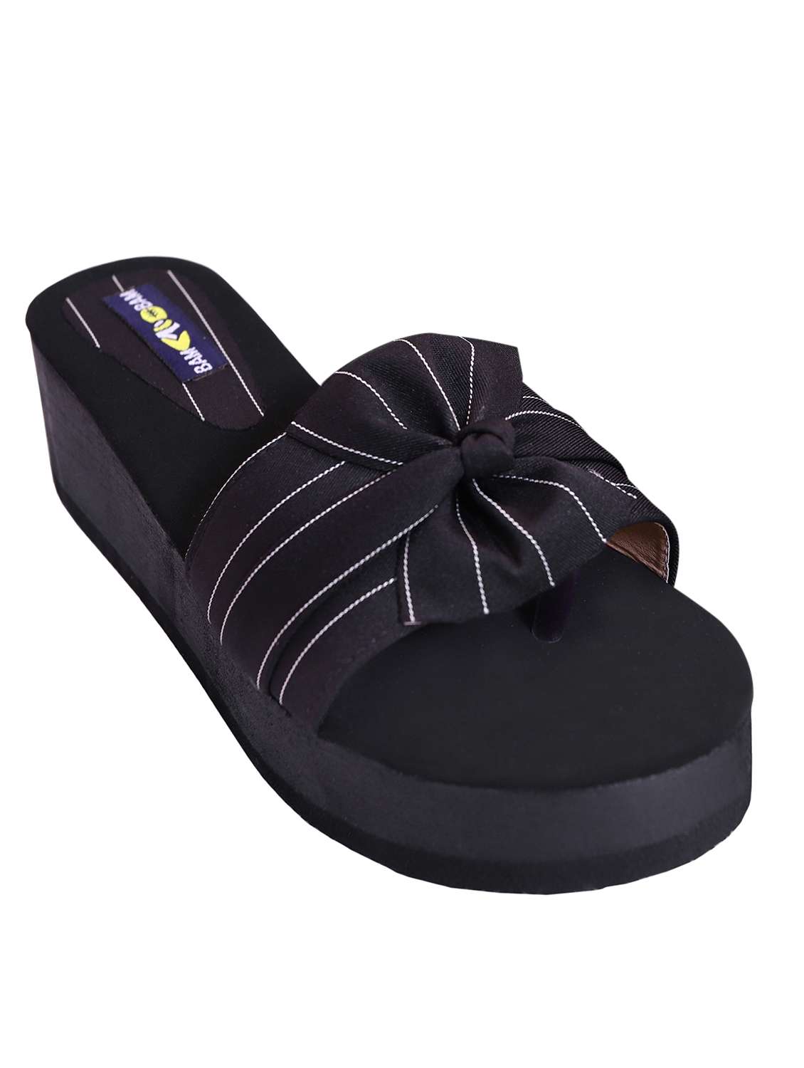 black striped slip on wedge - 19480449 -  Zoom Image - 0