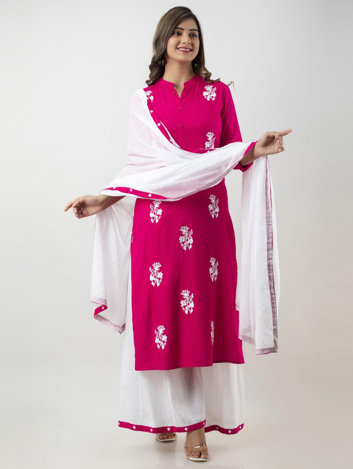 women embroidered kurta with palazzo set - 19481698 - Zoom Image - 0