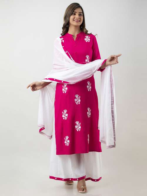 women embroidered kurta with palazzo set - 19481699 -  Standard Image - 0