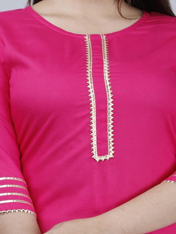 pink self design kurta palazzo set - 19481710 - Standard Image - 5