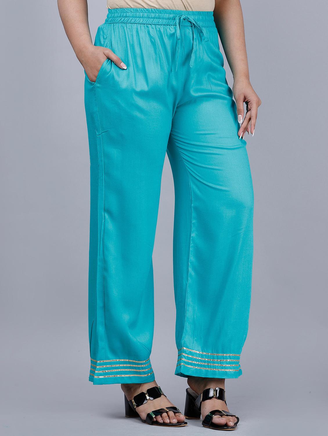 blue self design kurta palazzo set - 19481711 - Standard Image - 5