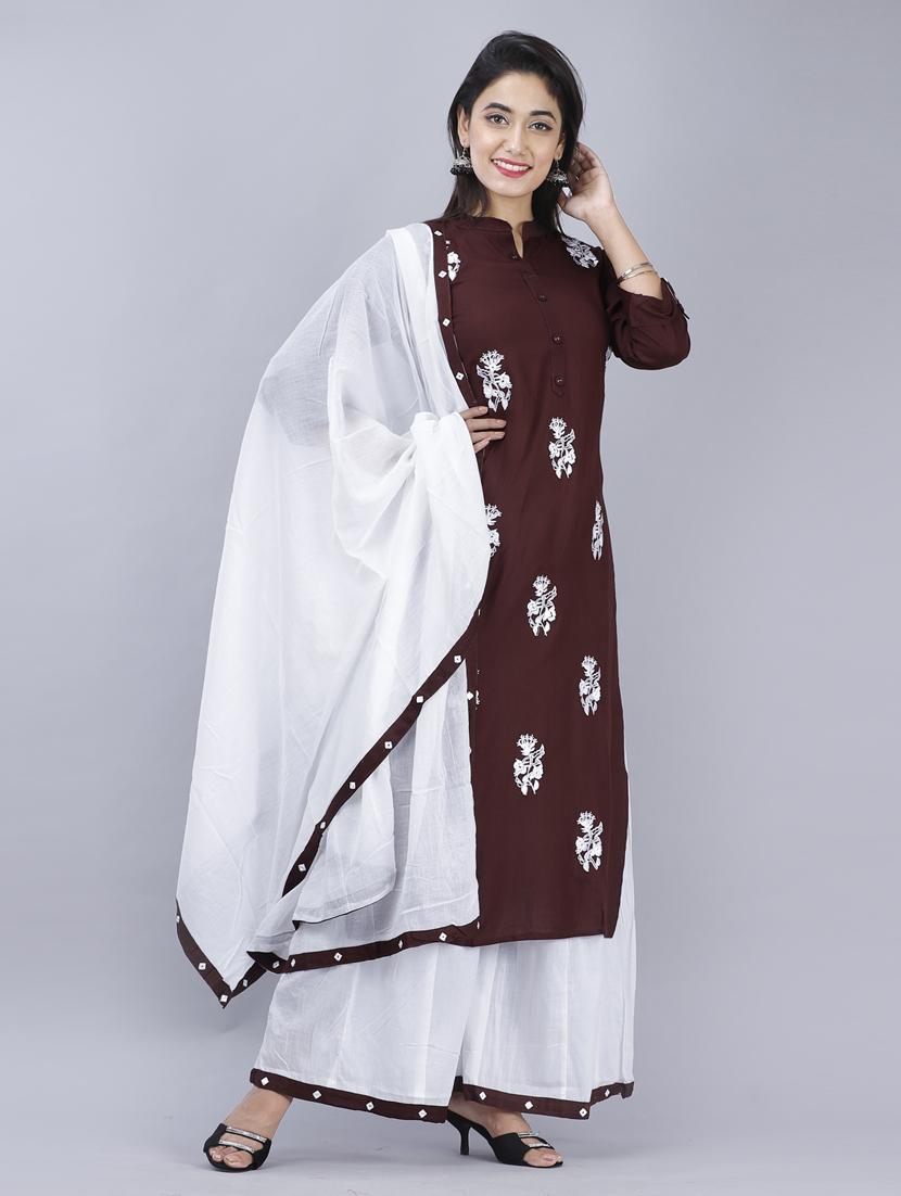 women kurta palazzo set with dupatta - 19481794 -  Zoom Image - 0
