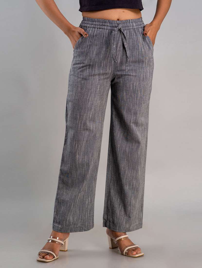 women drawstring waist solid palazzo