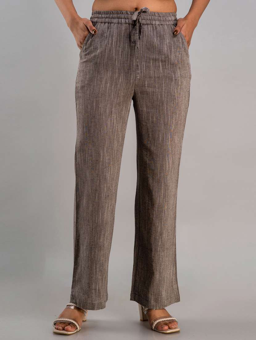women drawstring waist solid palazzo
