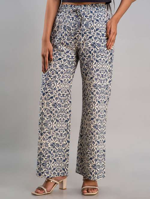 mid rise printed cotton palazzo - 19482001 -  Standard Image - 0