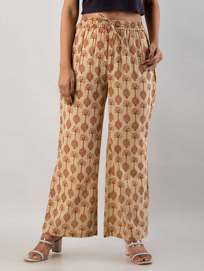 women drawstring waist printed palazzo - 19482073 -  Zoom Image - 0