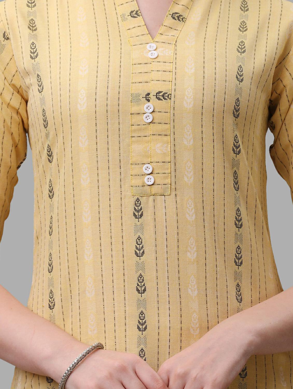 yellow self design kurta dupatta set - 19482578 - Standard Image - 3