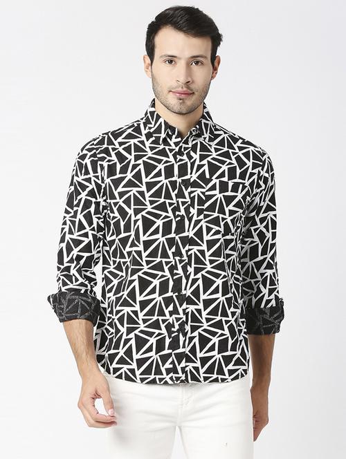 mens geometric casual shirt - 19483951 - Standard Image - 0
