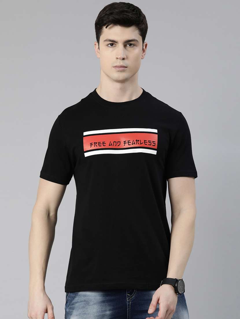 black chest printed t-shirt