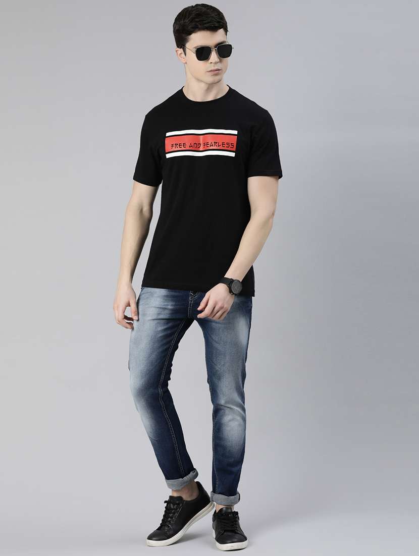 black chest printed t-shirt - 19484107 -  Standard Image - 3