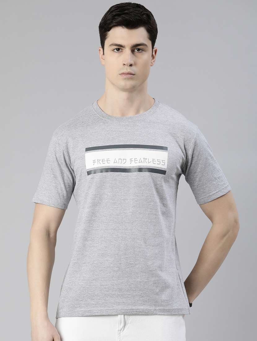 grey chest printed t-shirt