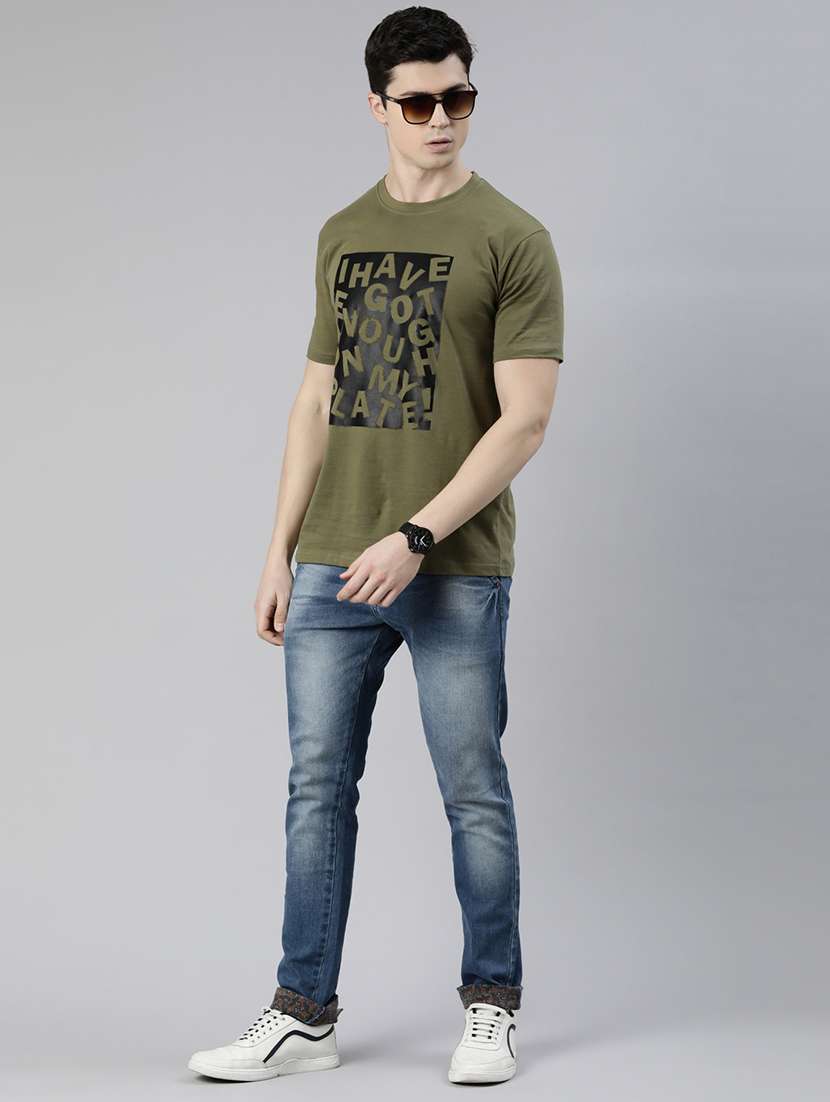 green chest printed t-shirt - 19484130 -  Standard Image - 3