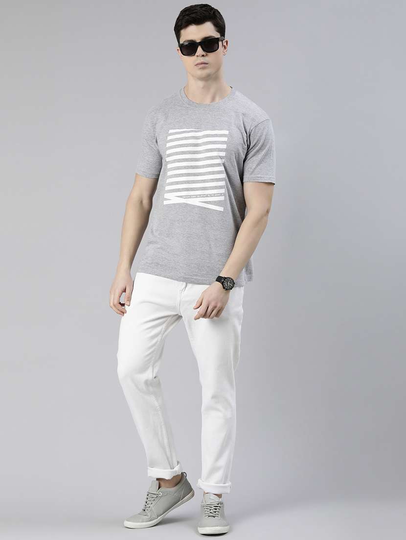 grey chest printed t-shirt - 19484142 -  Standard Image - 3