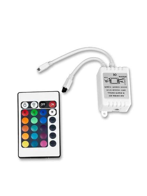 rsct 24 key plastic ir remote controller for rgb light strip dc 12v led strip light connector and remote (white) - 19487517 -  Standard Image - 0