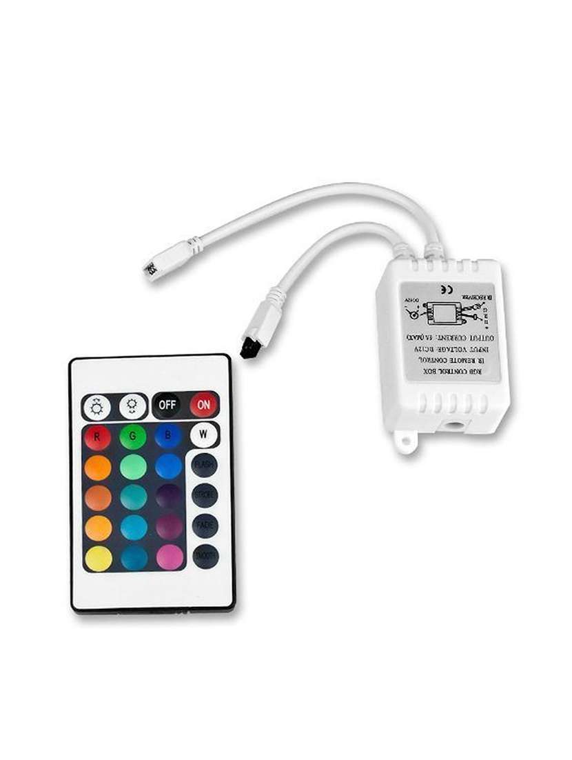 rsct 24 key plastic ir remote controller for rgb light strip dc 12v led strip light connector and remote (white) - 19487517 -  Zoom Image - 0