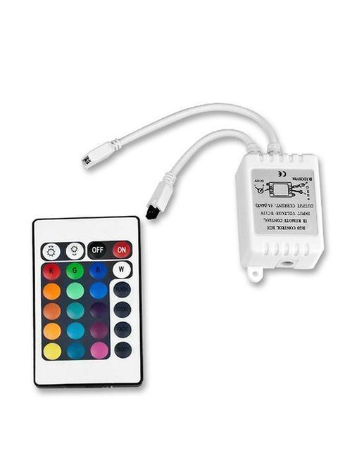 rsct 24 key plastic ir remote controller for rgb light strip dc 12v led strip light connector and remote (white) - 19487522 -  Standard Image - 0