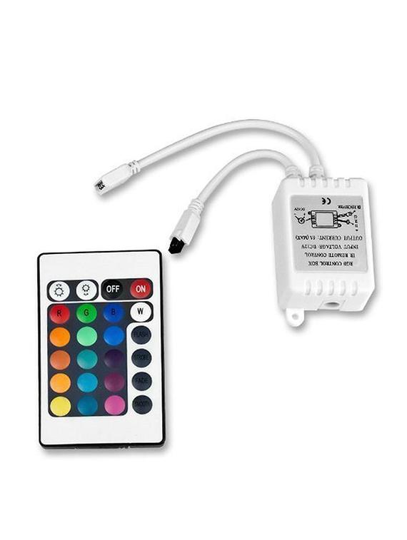 rsct 24 key plastic ir remote controller for rgb light strip dc 12v led strip light connector and remote (white) - 19487522 -  Zoom Image - 0