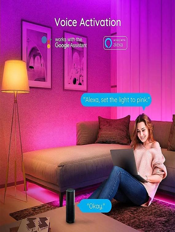 rsct smart wi-fi rgb 300 led rope strip light compatible with alexa google assistant, app control (5 m) - 19487536 - Standard Image - 3