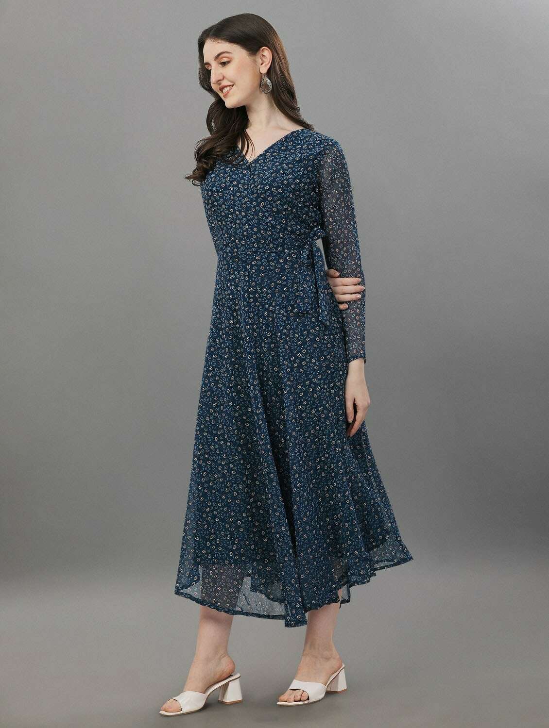 Women's Fit & Flare Self Design Dress