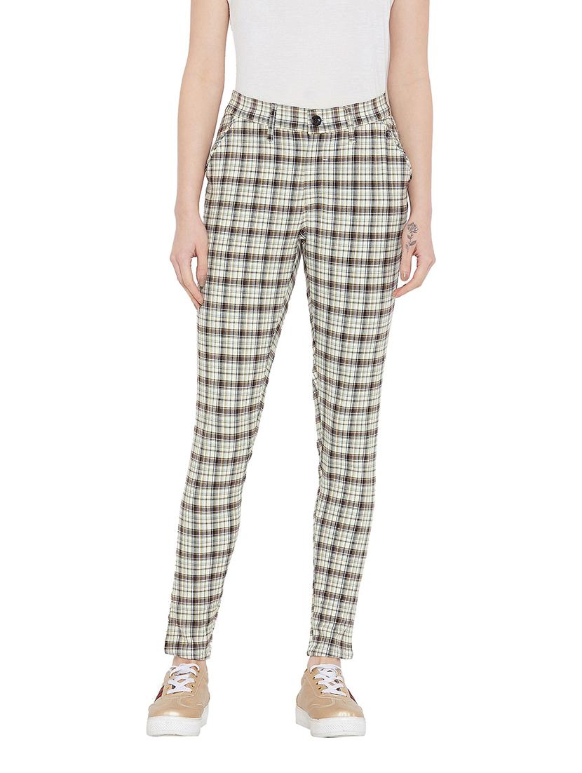 brown & grey cotton blend trousers - 19488634 - Zoom Image - 0
