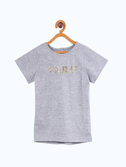 grey cotton self designed regular tee - 19488896 -  Standard Image - 0
