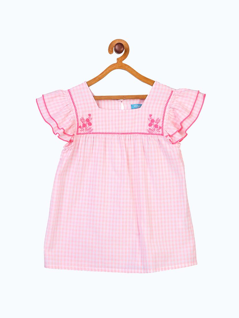 pink checked cotton regular top - 19488952 - Zoom Image - 0