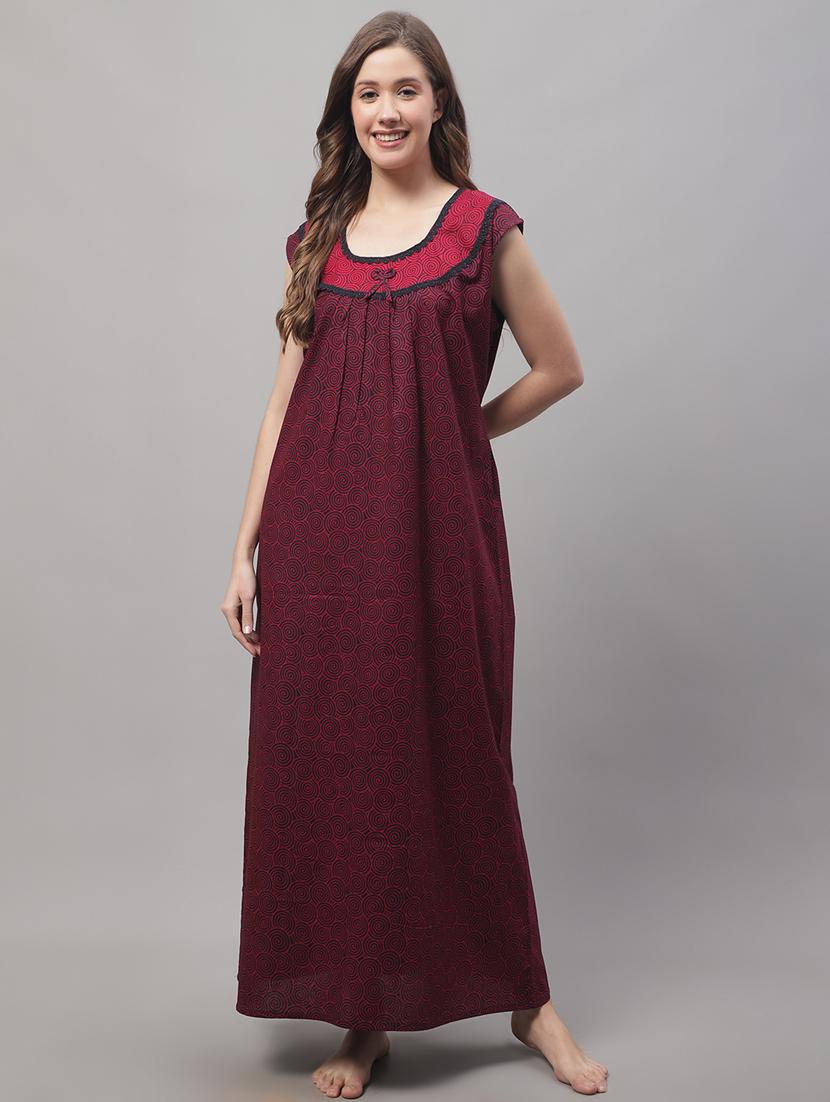 black printed nighty - 19489305 - Zoom Image - 0