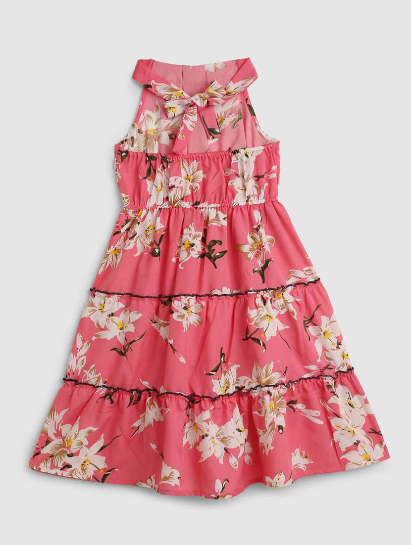 girls tie up neck sleeveless frock