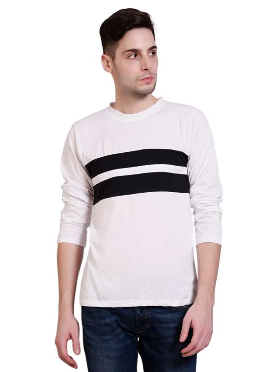 men round neck striped long sleeves t-shirt - 19489614 -  Zoom Image - 0