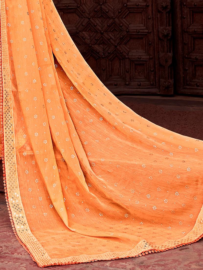 women's self design orange colored saree - 19489621 - Standard Image - 3