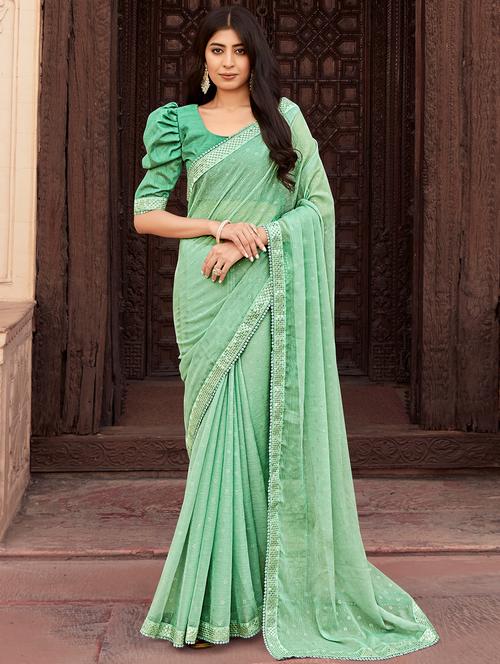 green self design saree with blouse - 19489626 - Standard Image - 0