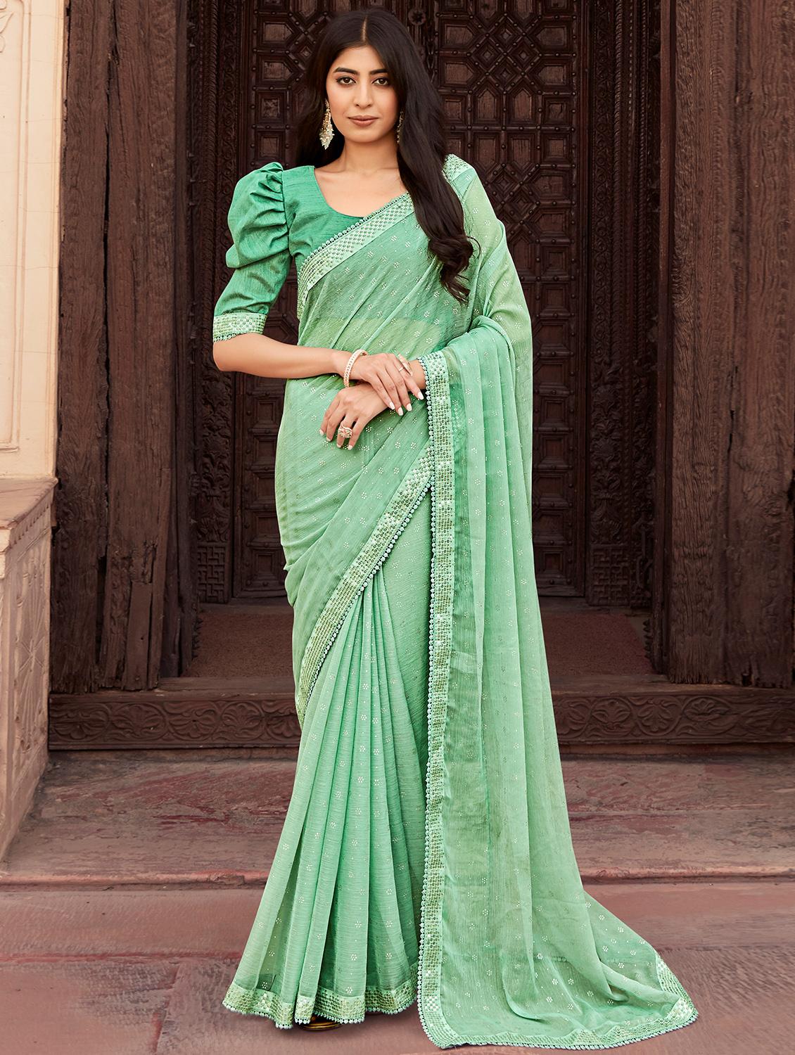 green self design saree with blouse - 19489626 - Zoom Image - 0