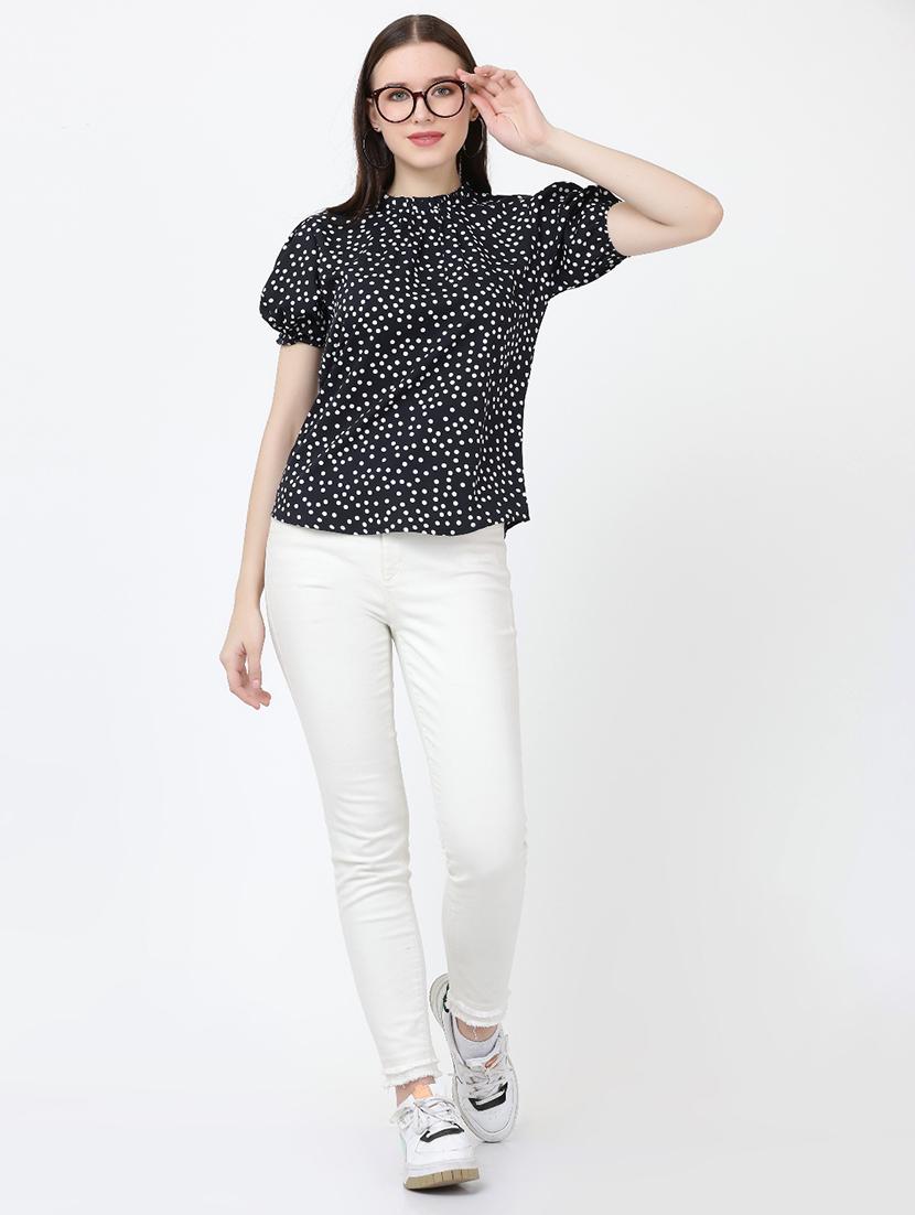 black crepe a-line top - 19490080 - Standard Image - 3