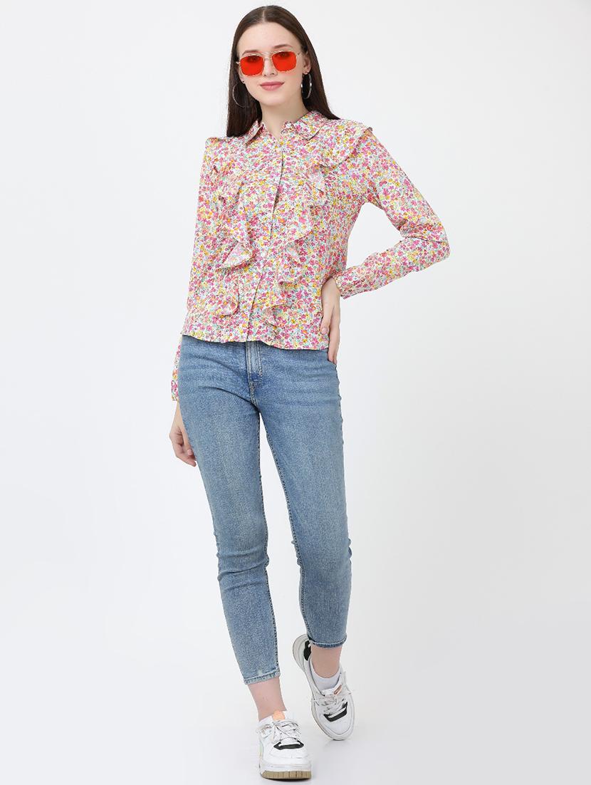 white crepe a line top - 19490085 - Standard Image - 3