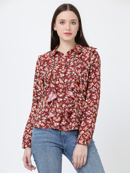 floral rayon a line top - 19490086 - Standard Image - 0