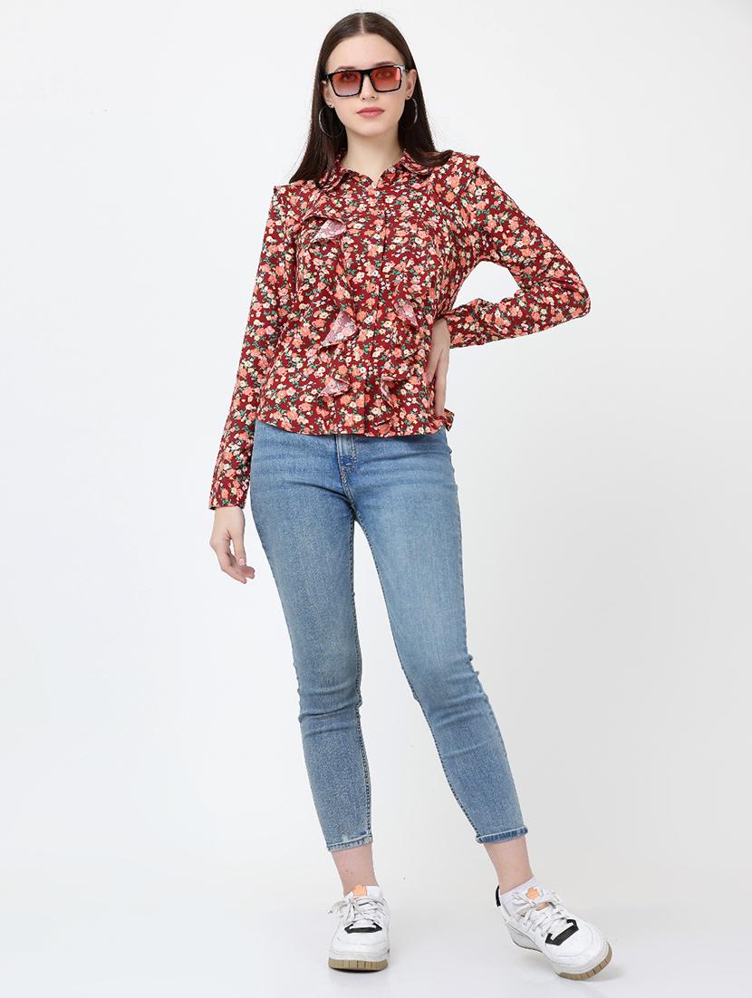 floral rayon a line top - 19490086 - Standard Image - 3