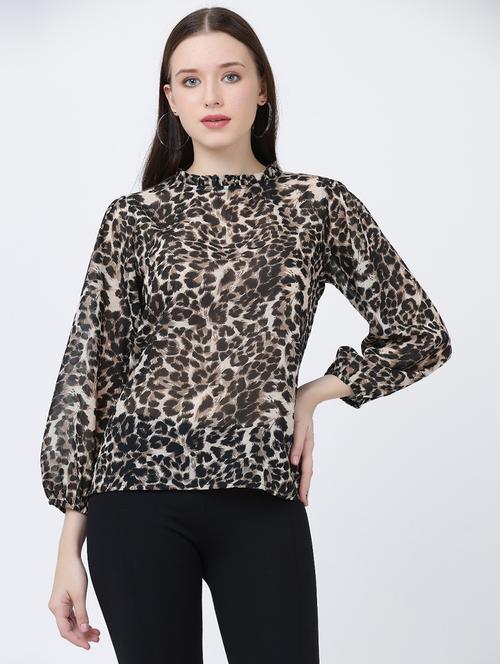 animal print georgette a line top - 19490089 - Standard Image - 0