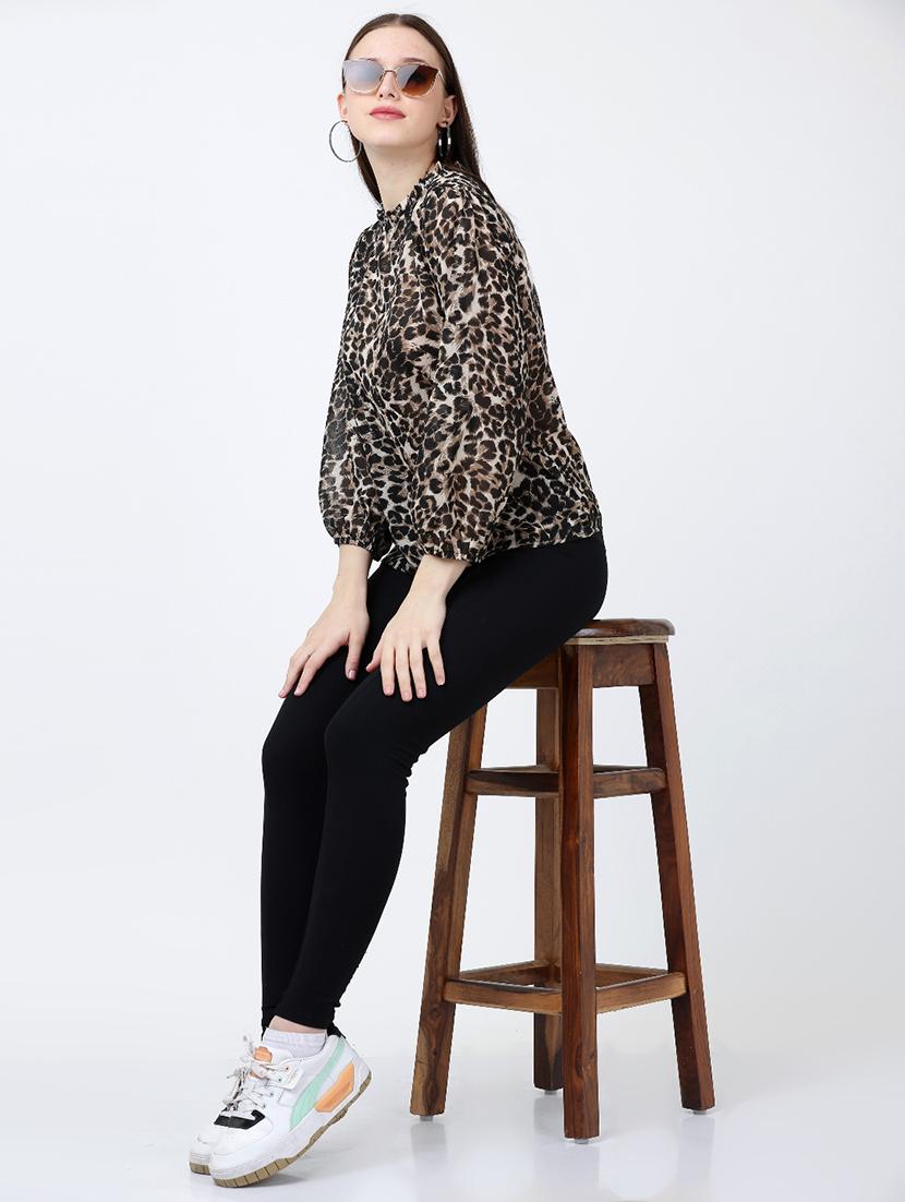 animal print georgette a line top - 19490089 - Standard Image - 3