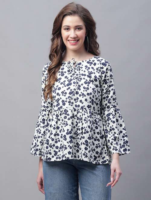 white crepe a line top - 19490100 - Standard Image - 0