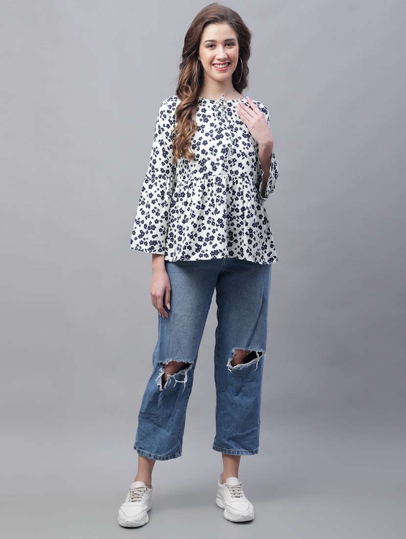 white crepe a line top - 19490100 - Standard Image - 3