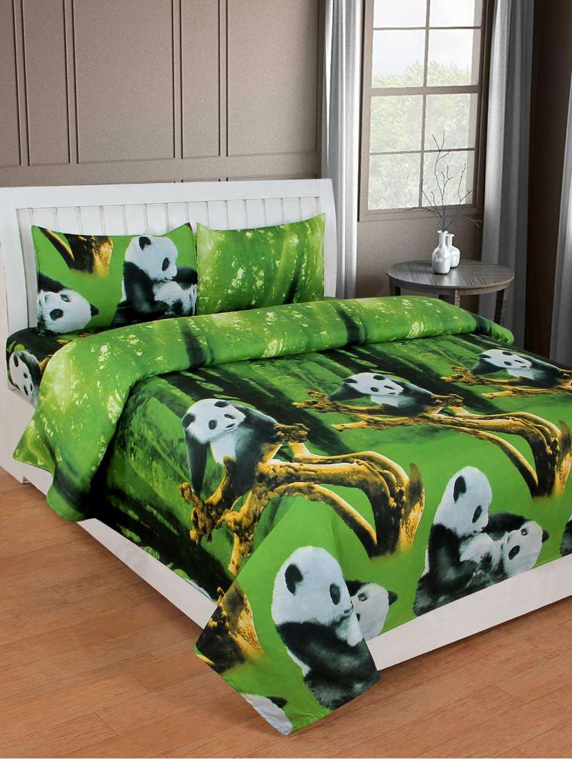 printed bed sheet with pillow cover