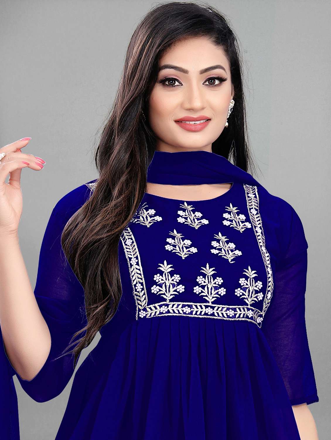 navy embroidered suit set - 19492218 -  Standard Image - 3