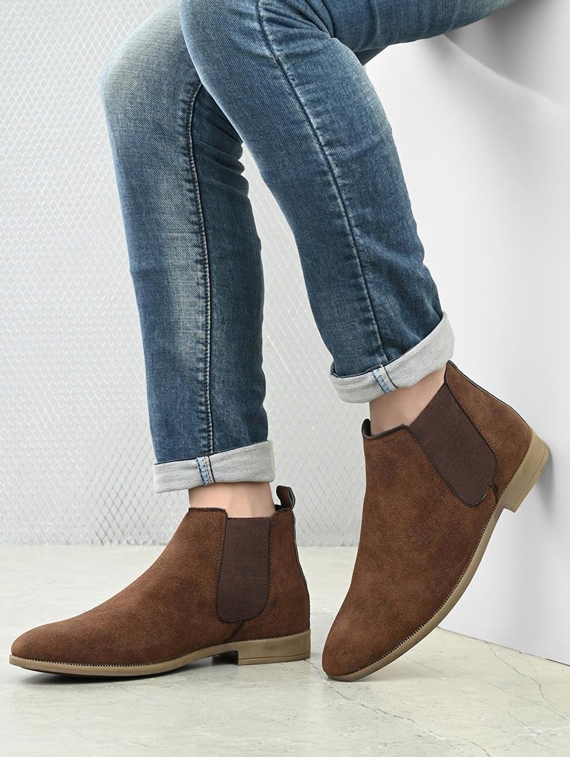 brown suede slip on boots - 19492418 - Zoom Image - 0